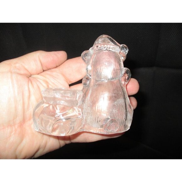 Teddy Bear Christmas Tapered Candle holder Holiday Décor clear glass - Picture 7 of 7